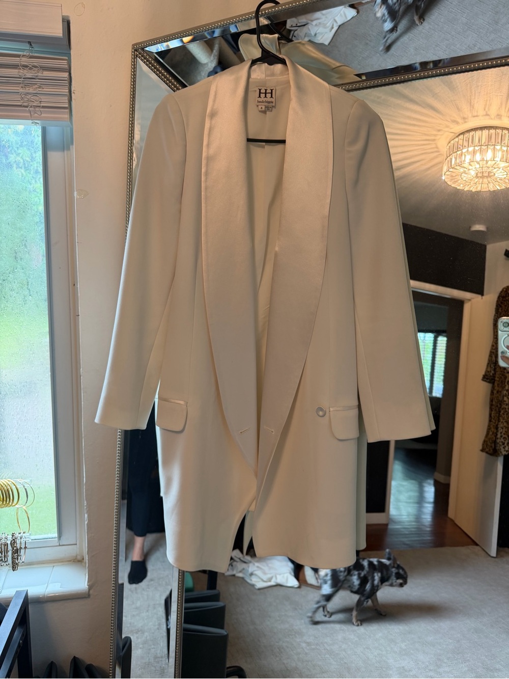 Haute Hippie Ivory long tuxedo jacket